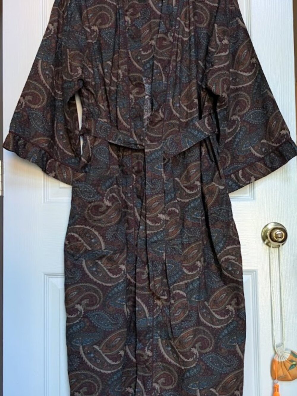 NAP Mens Essential Paisley Cotton Belted Robe Vintage Sleepwear Lounge Wear OS